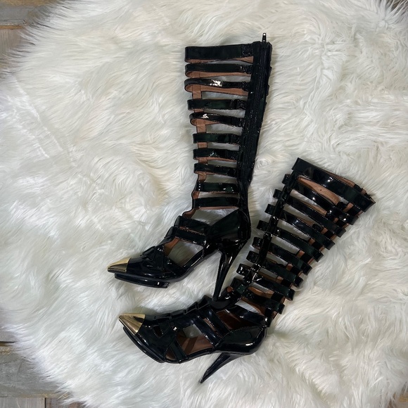 Rare [Jeffrey Campbell] Black < Don't Ask > Tall Cut Out Zip High Heel Boots | 6 - Picture 9 of 16